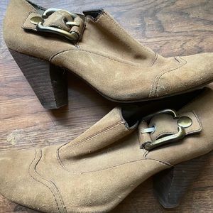 Nicole Leather Suede Ankle Buckle Booties Boots